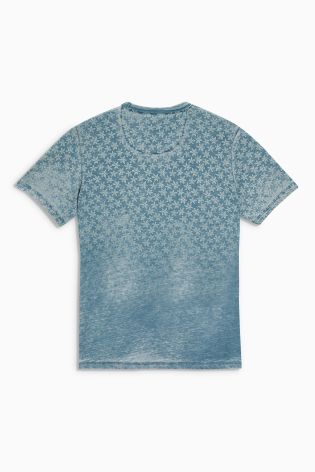 Blue Burnout All-Over Print T-Shirt